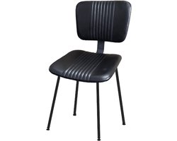 by Mooss - Eetkamerstoel - Meg - Zwart - Leer - Retro - Set van 2