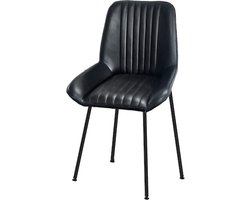 by Mooss - Eetkamerstoel - Tess - Zwart - Leer - Kuip - Set van 2