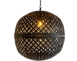 by Mooss - Hanglamp - Marrakech - Metaal - Vlechtwerk - Stoer - Bol - Ã˜ 45 cm - Laantaarnlamp