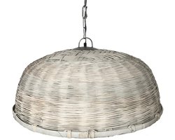 by Mooss - Hanglamp - Riet - Grijs - Wit - 70cm - Sfeervol - Gezellig - Boho - Ibiza - Stijl - Rustiek