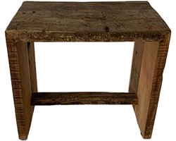 by Mooss - Kruk - Bijzettafel - Hout - Vierkant - Robuust - Grof - 46x46cm - Uniek - Landelijk - Sfeervol - Stoer - Decoratie - Deoratief