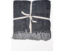 by Mooss - Linnen - Plaid - Charcoal - 100% Linnen - Kleed - Deken - Sprei