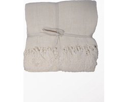 by Mooss - Linnen plaid - Ivoor - CrÃ¨me - 100% Linnen - Deken - Kleed - Sprei