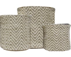 by Mooss - Manden - set van 3 manden - Jute - Katoen - Opbergen - Plant - Cadeau - Interieur - Geweven patroon