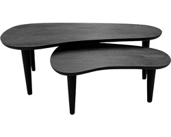 by Mooss - Salontafel - Mangohout - Organisch - Zwart - Set van 2 - Driepoot