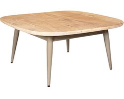 by Mooss - Salontafel - Naturel - Green - Gray - 75x75 cm - Trendy - Hout - Metaal - Mangohout - Minimalistisch