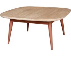 by Mooss - Salontafel - Naturel - Peach - Pink - 75x75 cm - Trendy - Hout - Metaal - Mangohout - Minimalistisch