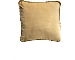 by Mooss - Sierkussen 45 x 45 cm - Velvet - Katoen - Geel - Sierrand - Inclusief binnenkussen