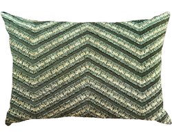 by Mooss - Sierkussen 50 x 30 cm - Microvelours - Katoen - Groen - Ivoor - Inclusief binnenkussen