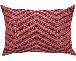 by Mooss - Sierkussen 50 x 30 cm - Microvelours - Katoen - Roze - Paars - Inclusief binnenkussen