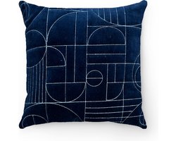 by Mooss - Sierkussen 50 x 50 cm - Velours - Doorgestikt - Donkerblauw - Inclusief binnenkussen