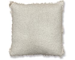 by Mooss - Sierkussen - Linnen - Naturel - Franjes - 50x50 cm - Hip - Trendy - Accesoires - Decoratie