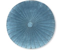 by Mooss - Sierkussen Ø 45 cm - Rond - Velours - Doorgestikt - Lichtblauw - Inclusief binnenkussen