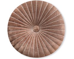 by Mooss - Sierkussen Ø 45 cm - Rond - Velours - Doorgestikt - Nude - Roze - Abrikoos- Inclusief binnenkussen