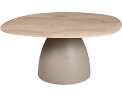 by Mooss - Tafel - Bijzettafel - Salontafel - Green Gray - Naturel - Metaal - Hout - 90x80 cm - Organisch