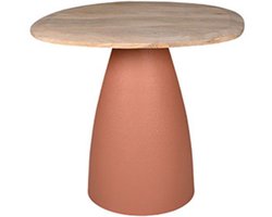 by Mooss - Tafel - Bijzettafel - Salontafel - Peach Pink - Naturel - Metaal - Hout - 50x45 cm - Organisch - Trendy