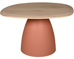 by Mooss - Tafel - Bijzettafel - Salontafel - Peach Pink - Naturel - Metaal - Hout - 60x58 cm - Organisch