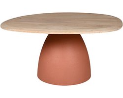 by Mooss - Tafel - Bijzettafel - Salontafel - Pink Peach - Naturel - Metaal - Hout - 90x80 cm - Organisch tafelblad