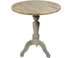 by Mooss - Tafel - Wijntafel - Klassiek - White Wash - Ã˜ 70 cm - Hout - Stijlvol - Hip - Trendy - Stoer - Landelijk - Decoratief
