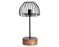 By Mooss - Tafellamp - Zwart - 60 cm - Industriële Tafellamp - Hout en Metaal - Sfeerverlichting - Woonkamer