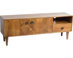 by Mooss - TV Meubel - Bruin - Hout - Retro - Vintage - Mid-Century - Deuren - Lades - Nis - Kast