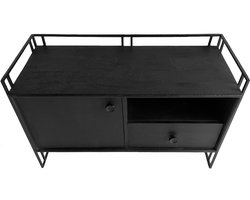 by Mooss - TV Meubel - Zwart - Hout - ijzer - Deur - Lade - Nis - Stoer - Wandmeubel - Industrieel - Kast