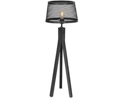 by Mooss - Vloerlamp - Hout - Metaal - Zwart - 140cm - Driepoot - Kap
