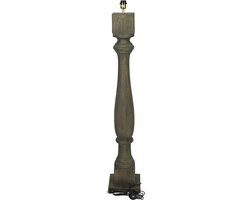 by Mooss - Vloerlamp - Old Brown - Hout - Baluster - Bruin - Grijs - Mat - Woonkamer - 125cm - Landelijk - Stoer - Trendy - Hip