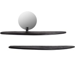 by Mooss - Wand Planchet - Set van 2 - Zwart - Spiegel - 40 cm - Stijlvol - Wandplank - Abstract - Uniek - Trendy