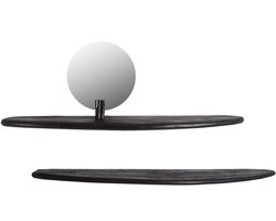 by Mooss - Wand Planchet - Set van 2 - Zwart - Spiegel - 60 cm - Stijlvol - Wandplank - Abstract - Uniek - Trendy