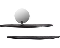 by Mooss - Wand Planchet - Set van 2 - Zwart - Spiegel - 80 cm - Stijlvol - Wandplank - Abstract - Uniek - Trendy