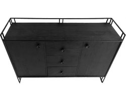by Mooss - Wandmeubel - Dressoir - Zwart - Hout - ijzer - Deuren - Lades - Stoer - Industrieel - Kast