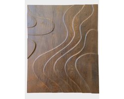 By Mooss - Wandpaneel - 80 x 100 cm - Houten Wanddecoratie - Wandornament - Landelijk - Industrieel - Bruin