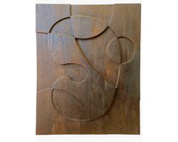 By Mooss - Wandpaneel - 80 x 100 cm - Houten Wanddecoratie - Wandornament - Landelijk - Industrieel - Bruin