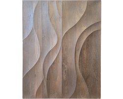 by Mooss - Wandpaneel - Hout - Organisch - 80x100 - Japandi - Schilderij - Century Brown - Wanddecoratie - Houtgesneden Mangohout 3D