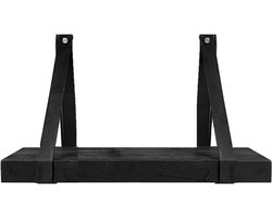 by Mooss - Wandplank - Zwart - Hout - Leer - 40cm