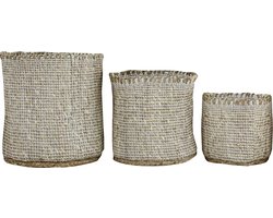 by Mooss - Zeegras - Rond - Set van 3 - Beige - Wit - Uniek geweven - Hoog