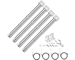 By shayne - Universele Brandervervanging - Roestvrijstaal - Geschikt voor Campingaz en Charbroil - Extensief van 31-44 cm - 4 Stuks
