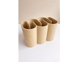 by Studio Dot. - Bureau Organizer - Japandi Stijl - Pennenhouder & Opberger - Modern Kleurrijk Scandinavische Design - Beige - 18x10x11cm