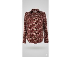 By Swan Damesblouse - Unieke Print - Stretch - Gouden Knopen