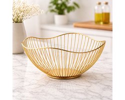 By Viento Luxe Gouden Fruitschaal – Metalen Fruitmand – Modern Design – Keuken & Tafel Decoratie – 26,7 cm