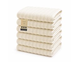 By Viento Luxe Handdoeken Set – 6 stuks – 50×90 cm – Crème / Warm Wit – Hotelkwaliteit – 100% Katoen – 500 g/m²