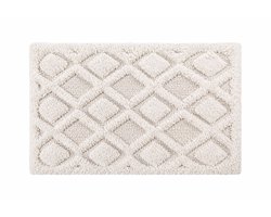 By Viento Luxe Katoenen Badmat 50 x 80 cm – Zacht & Hoog Absorberend – Wit/Crème – Geometrisch Patroon – Hotel Kwaliteit
