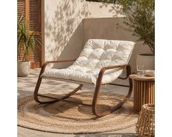 By Viento Schommelstoel / Ligstoel voor Buiten – Bruin Frame & Beige Kussens – Loungestoel Tuin