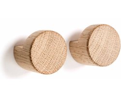 By WIRTH WOOD KNOT Small - Naturel eiken wandhaakjes, set 2st. - Ø2,7 x h2,1cm