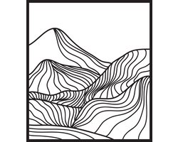 By WOOM -Framed 29x32cm Lined mountains - Wanddecoratie Hout - Muurdecoratie Hout - Wall Art - Home Decor - Gelaserde hout decoratie - Wall Panels