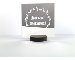 By Woom - Spiegel met Tekst en Houder - Duurzaam - Homedeco - Natuurlijk Product