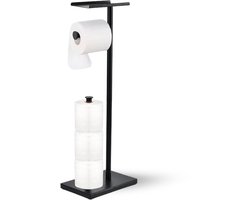 Byamos - Vrijstaande WC Rolhouder – Toiletrolhouder Met Plankje – 618 x 160 x 110 mm – Zwart - WC-Butler