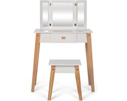 Byastrup Kinder Kaptafel Met Kruk 86 Cm Wit - Make-up Tafel voor Kinderen inclusief spiegel