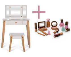 ByAstrup kinderkaptafel plus houten make-up tasje gemaakt van duurzaam FSH hout 14 delig